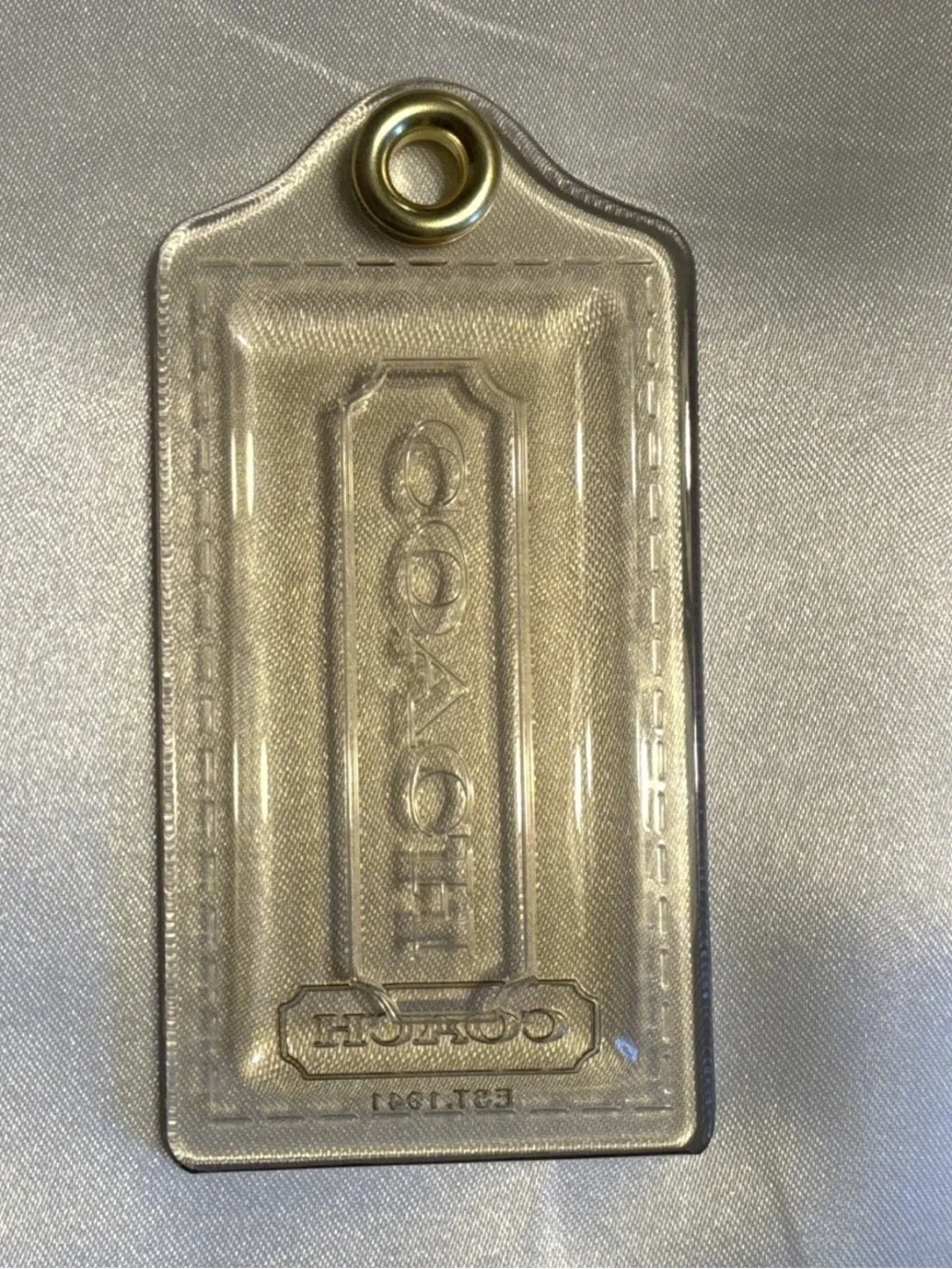 Coach Clear Hangtag (Poppy).  3.5 in